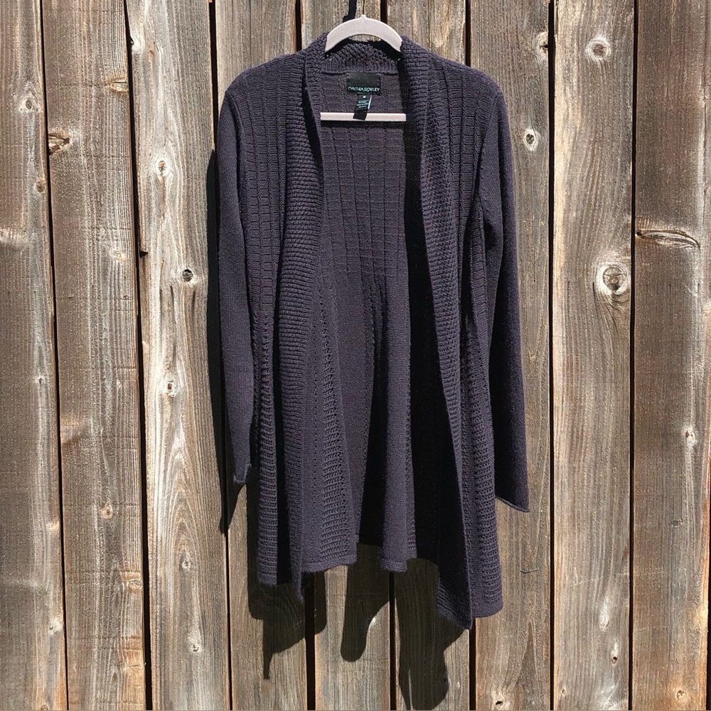 Cynthia Rowley long blue cardigan sweater duster size medium